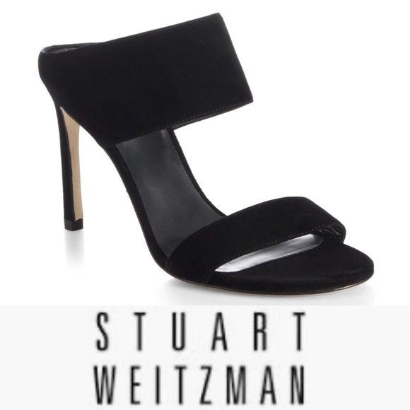 Stuart Weitzman Shoes - Stuart Weitzman MySlide Black Suede Sandal Heels